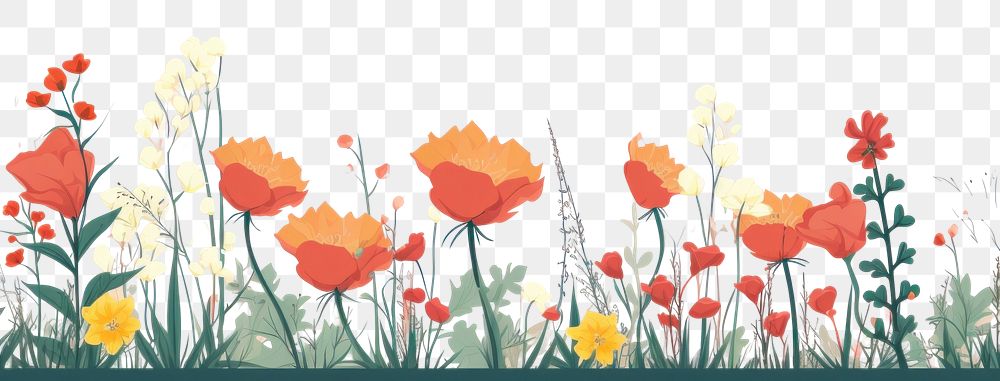 PNG Botanical flowers backgrounds outdoors pattern. AI generated Image by rawpixel.
