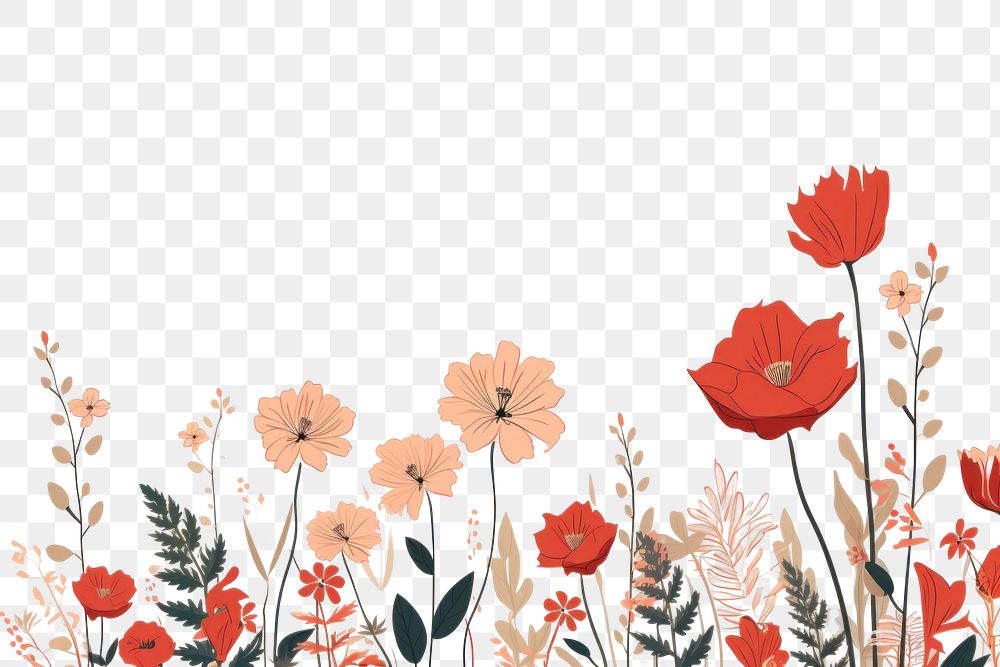 PNG Botanical flowers backgrounds pattern plant. AI generated Image by rawpixel.