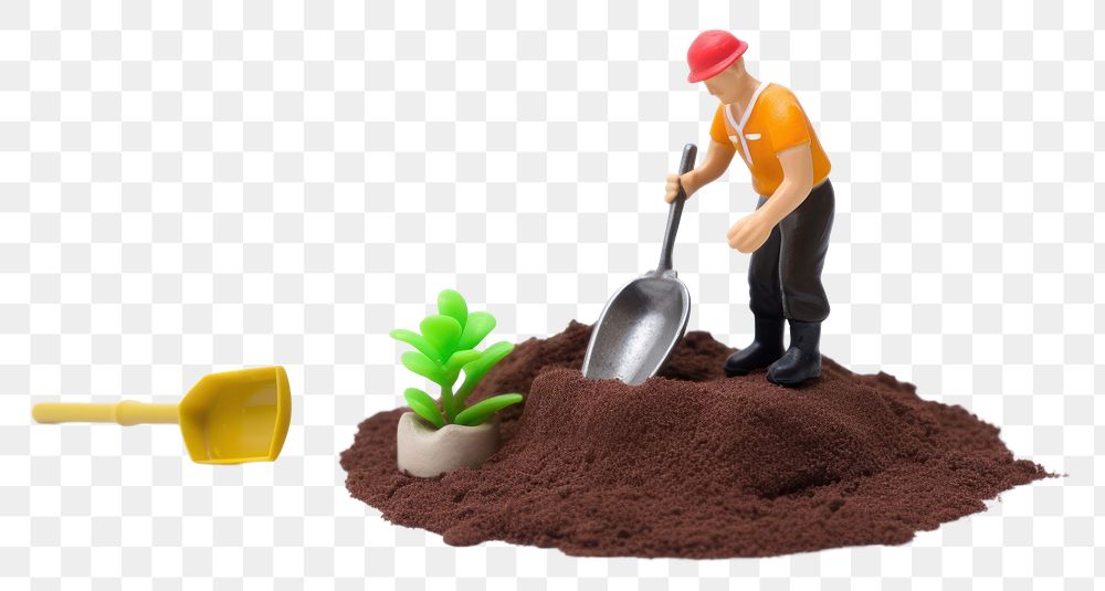 PNG Man planting a big coin on soil gardening outdoors white background. AI generated Image by rawpixel.