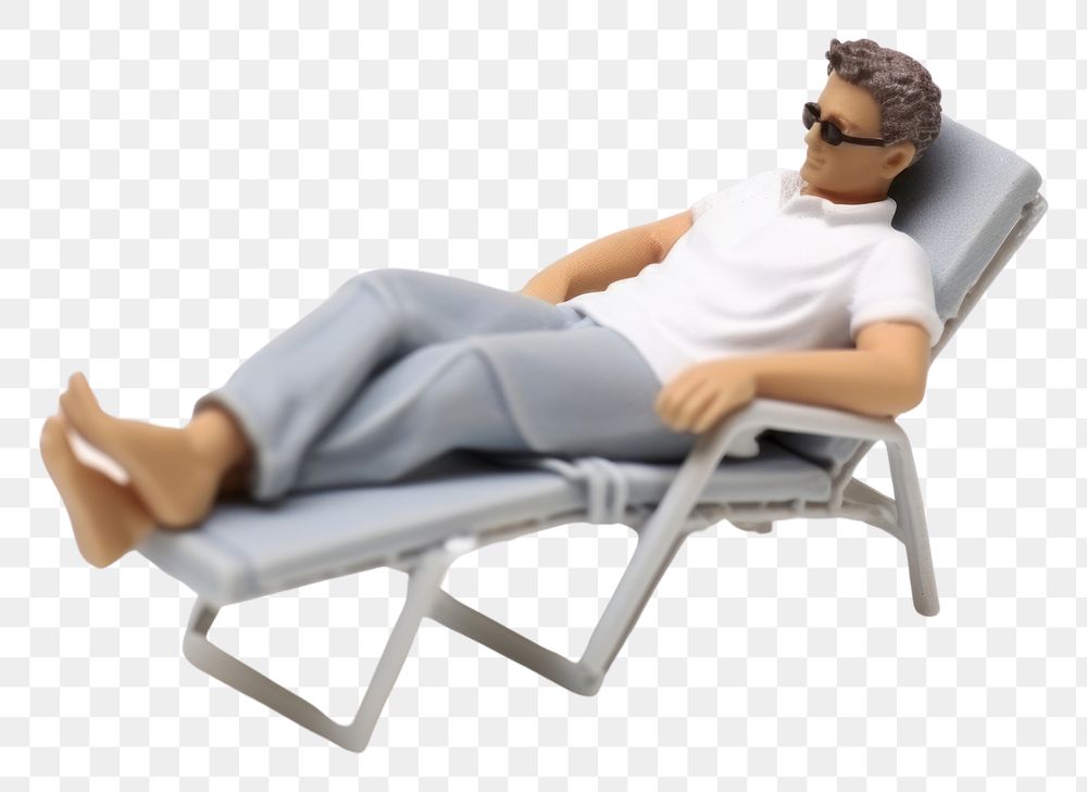 PNG Simple relaxing man isolated sunbathing furniture chair. AI generated Image by rawpixel.