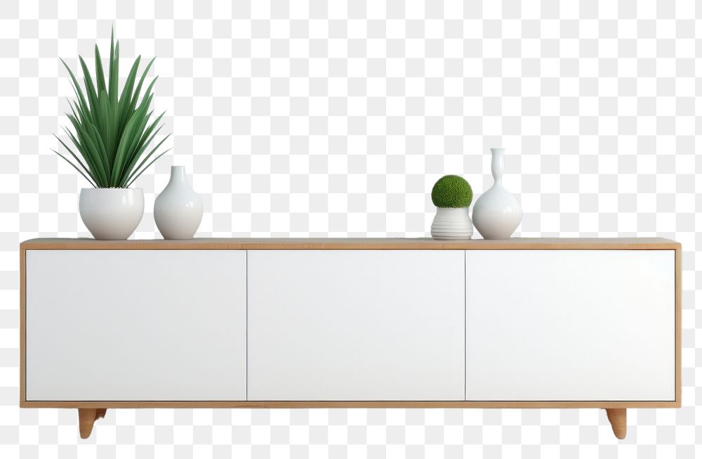 PNG White cabinet sideboard furniture vase. AI generated Image by rawpixel.