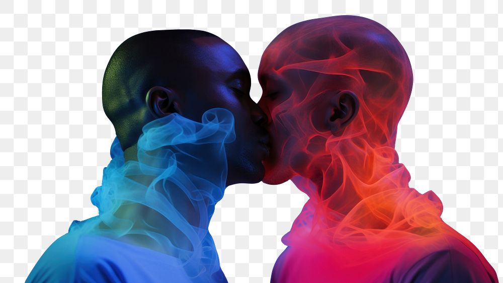 PNG Men kissing purple photo love. AI generated Image by rawpixel.