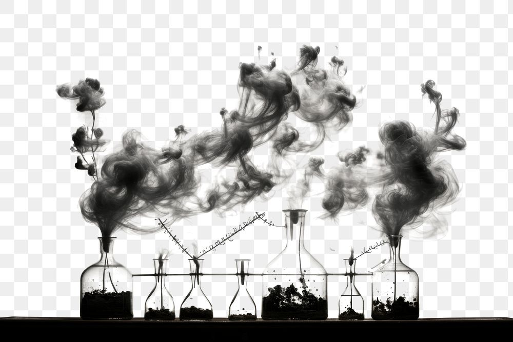 PNG Scientific experiment smoke monochrome darkness. AI generated Image by rawpixel.