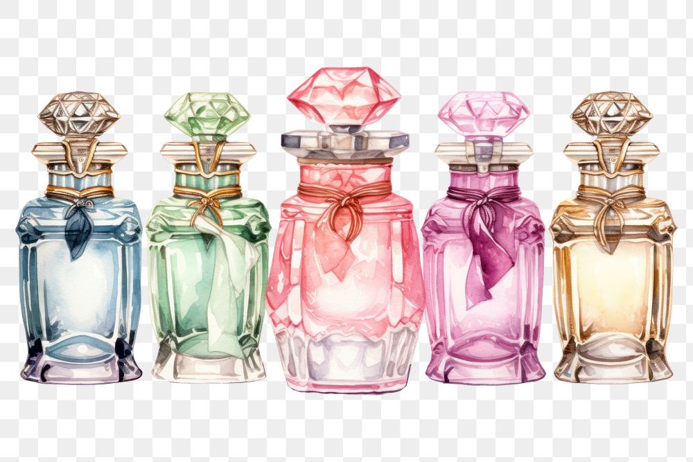 PNG  Perfume bottle glass jar perfume creativity container. AI generated Image by rawpixel.