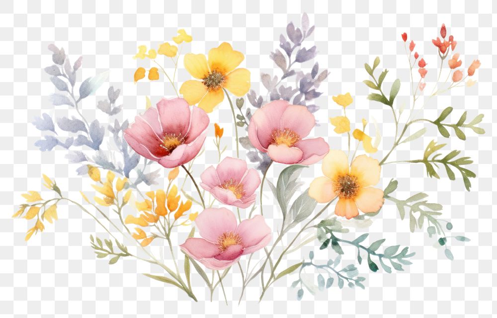 PNG  Small floral bouquets painting pattern flower. AI generated Image by rawpixel.