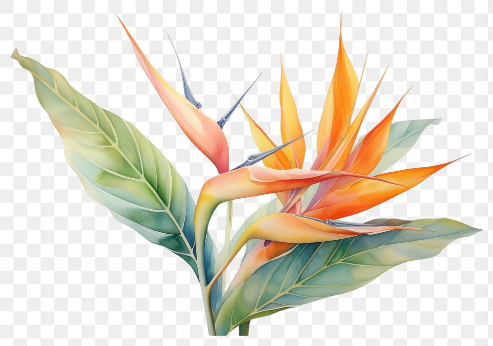 PNG Bird of paradise leaves painting nature plant