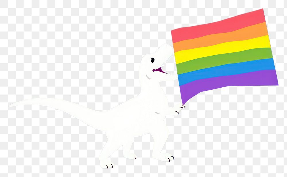 PNG  Dinosaur holding rainbow flag toy representation creativity. AI generated Image by rawpixel.