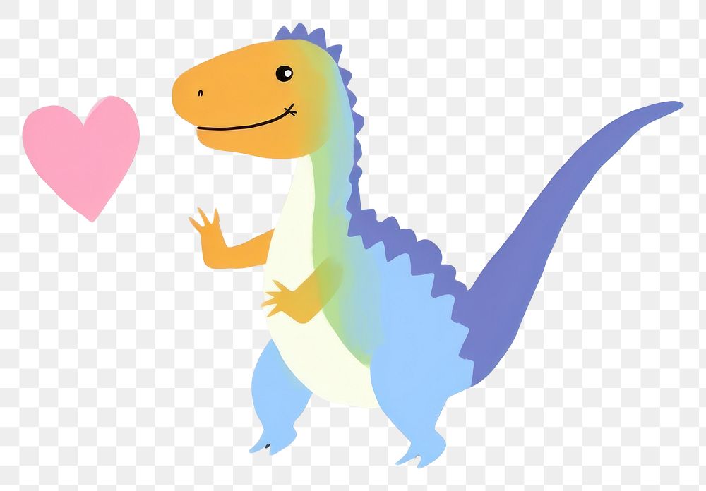 PNG  Dinosaur holding rainbow heart animal representation creativity. AI generated Image by rawpixel.