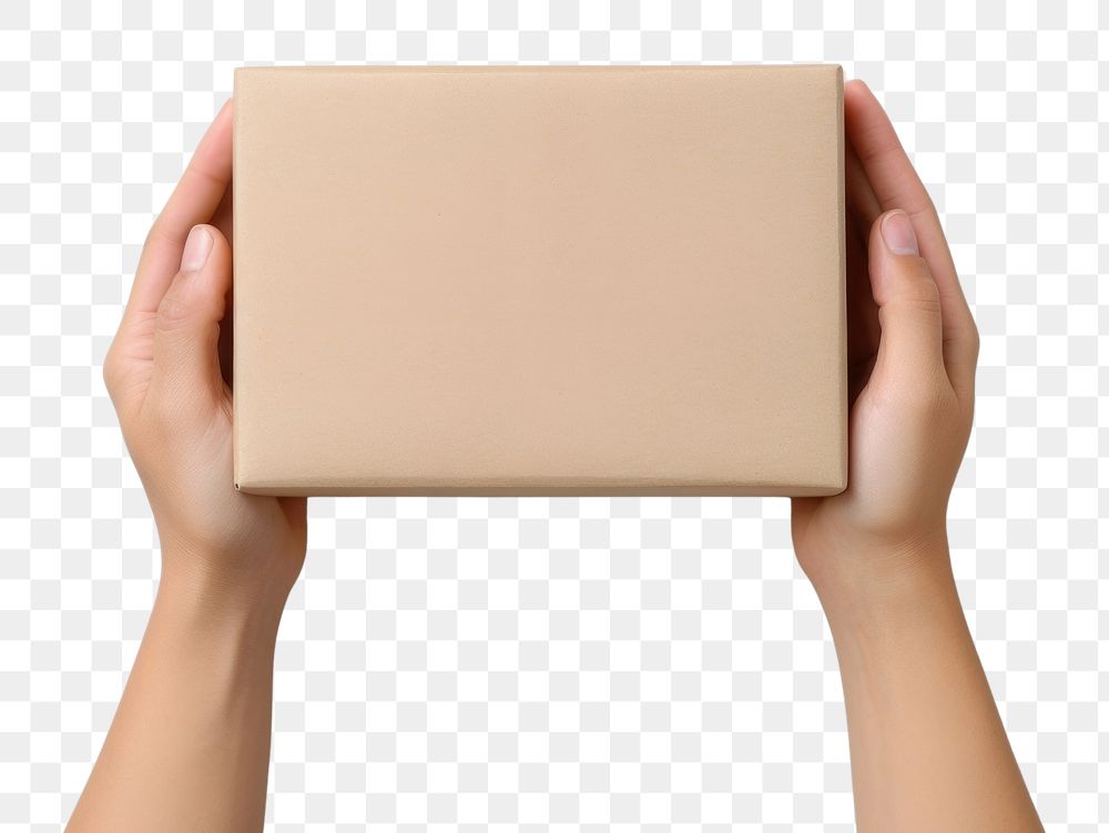 PNG Hand holding deliverly box cardboard accessories accessory. AI generated Image by rawpixel.