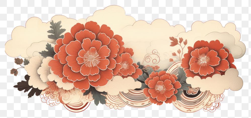 PNG  Japanese cloud pattern flower plant. AI generated Image by rawpixel.