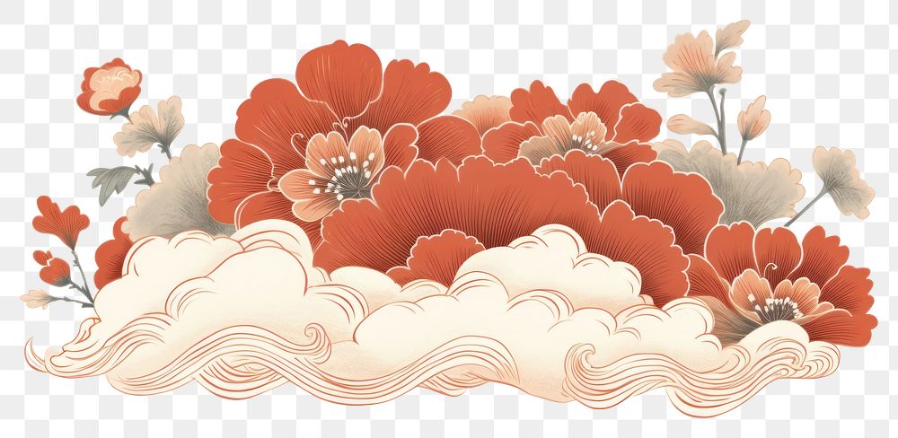 PNG  Japanese cloud pattern flower plant. AI generated Image by rawpixel.