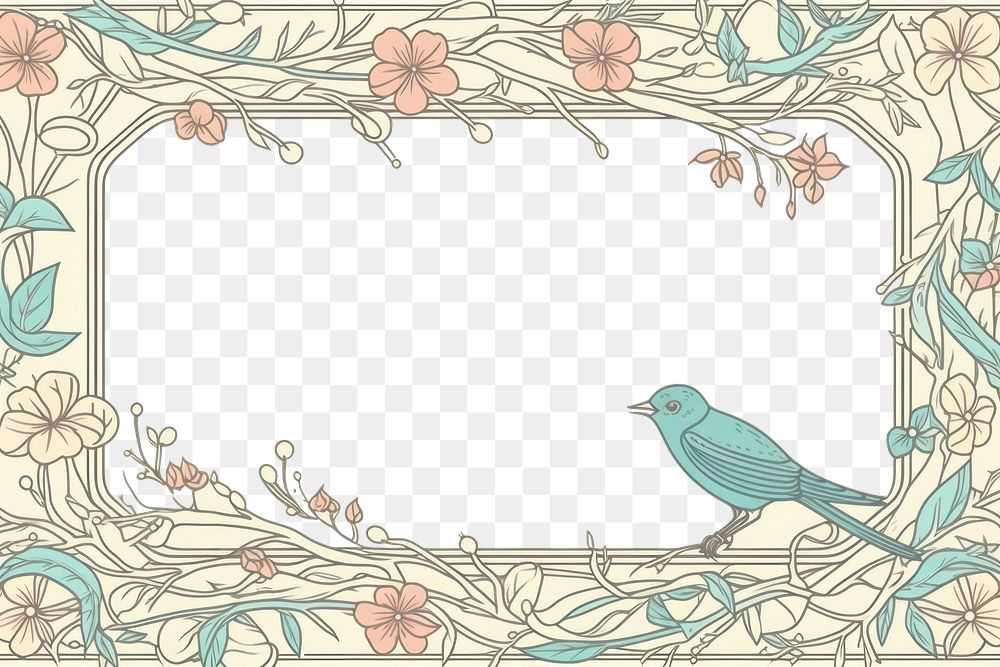PNG Bird frame art pattern drawing. AI generated Image by rawpixel.