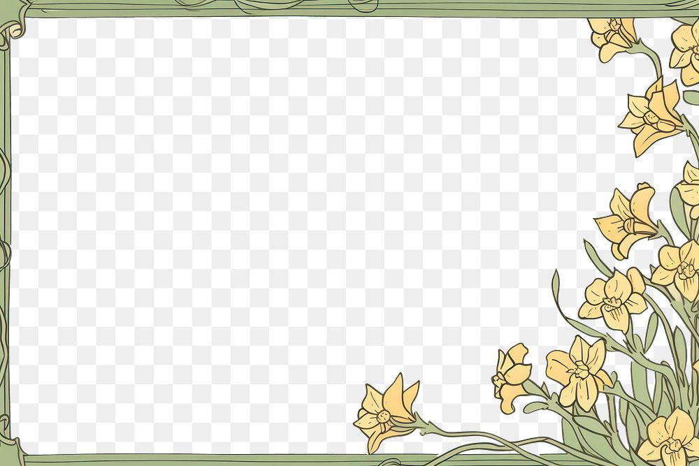 PNG Decorative daffodil frame backgrounds pattern art. AI generated Image by rawpixel.