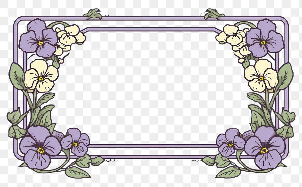 PNG Pansy flower pattern plant frame. AI generated Image by rawpixel.