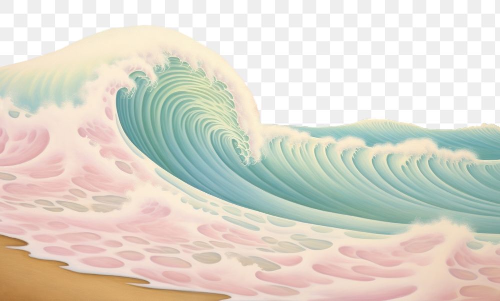 PNG Painting of wave border nature ocean sea. AI generated Image by rawpixel.