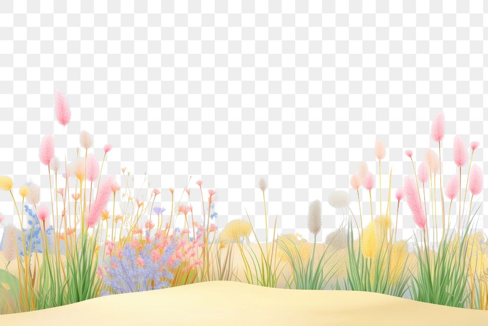 PNG Painting of colorful grass border landscape outdoors nature. AI generated Image by rawpixel.