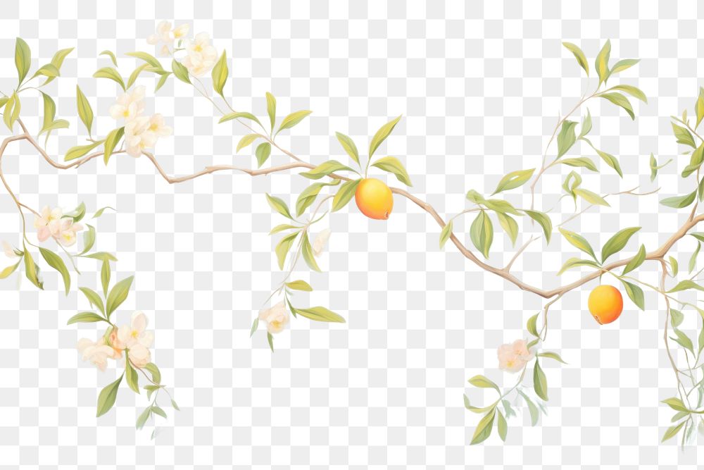PNG Painting of lemon branches border plant fruit art