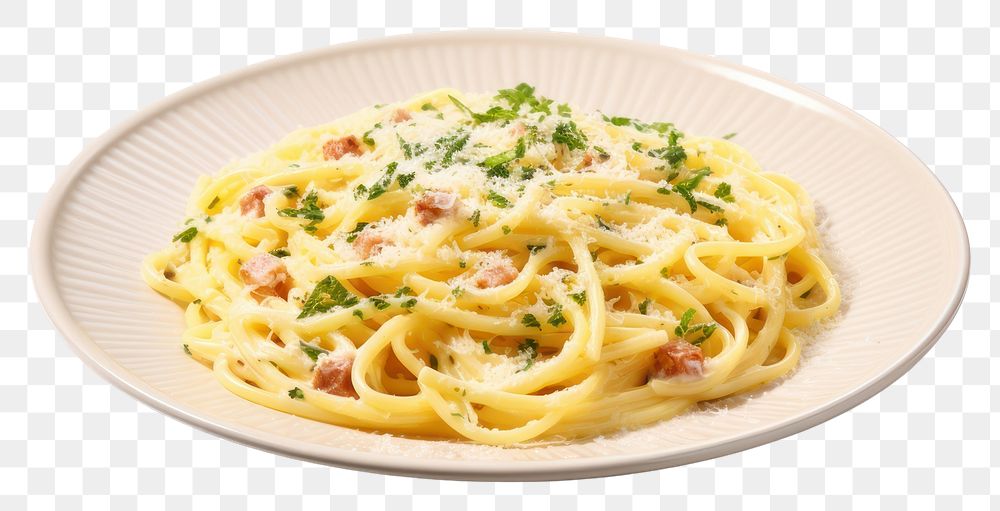 PNG Plates of Pasta Carbonara pasta carbonara spaghetti. AI generated Image by rawpixel.
