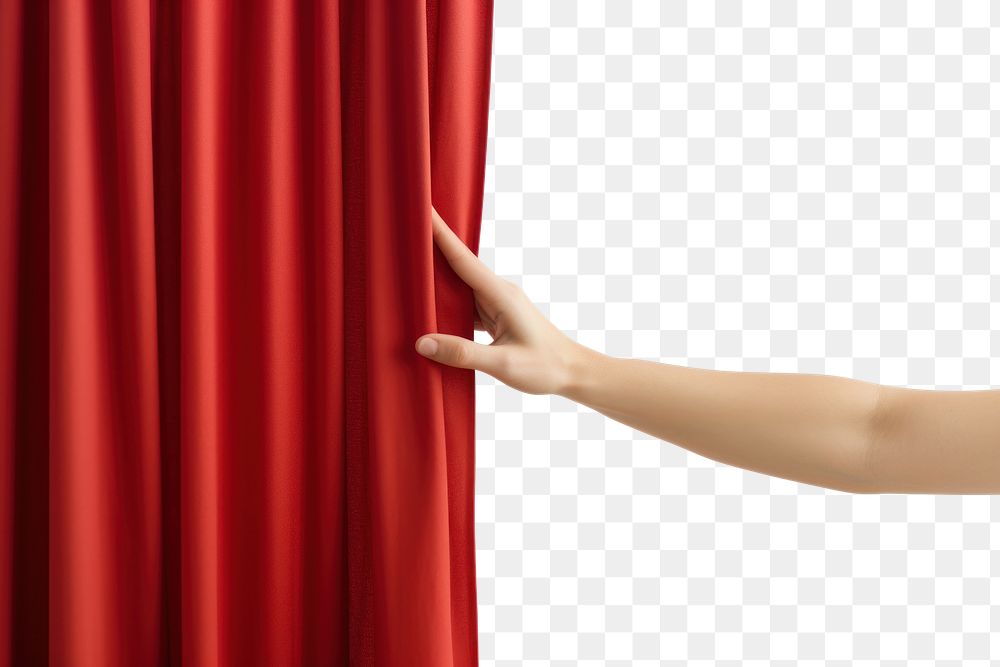 PNG  Hand opening red curtain adult white background gesturing. AI generated Image by rawpixel.