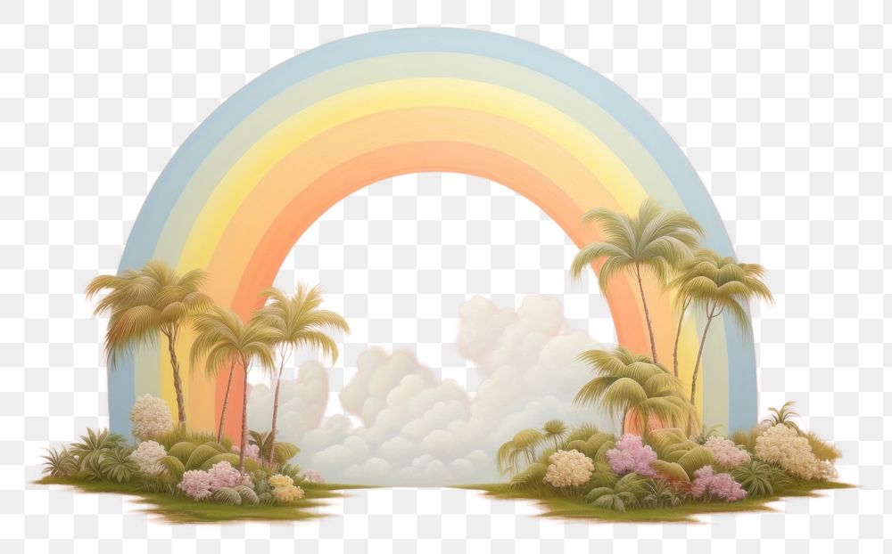PNG Rainbow painting nature land. AI generated Image by rawpixel.
