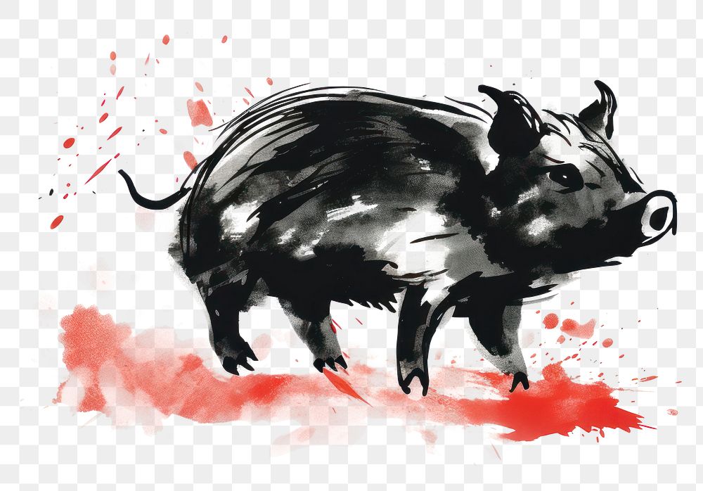 PNG Pig chinese zodiac mammal animal boar. AI generated Image by rawpixel.
