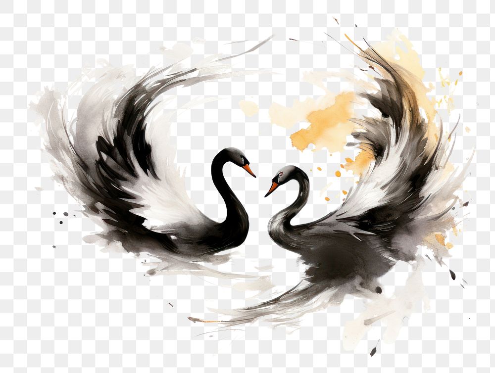 PNG Chinese swan painting animal bird. AI generated Image by rawpixel.