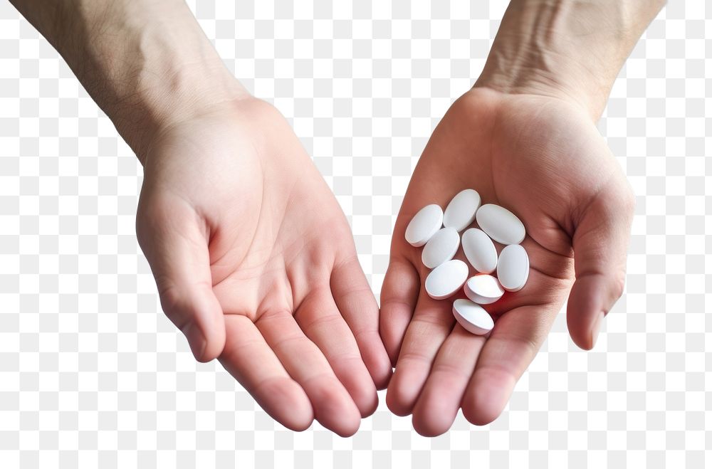 PNG  Hand holding pills medication medicine recovery. AI generated Image by rawpixel.