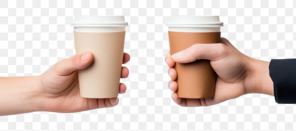 PNG Male hand holding a Coffee paper cup coffee finger drink. AI generated Image by rawpixel.