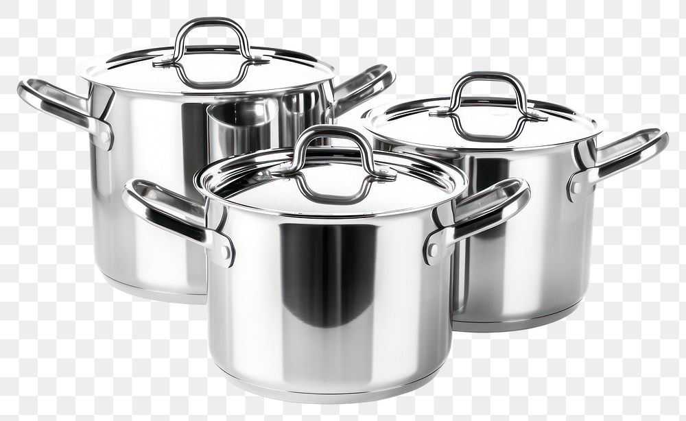 PNG Stainless steel cookware white background monochrome saucepan. AI generated Image by rawpixel.