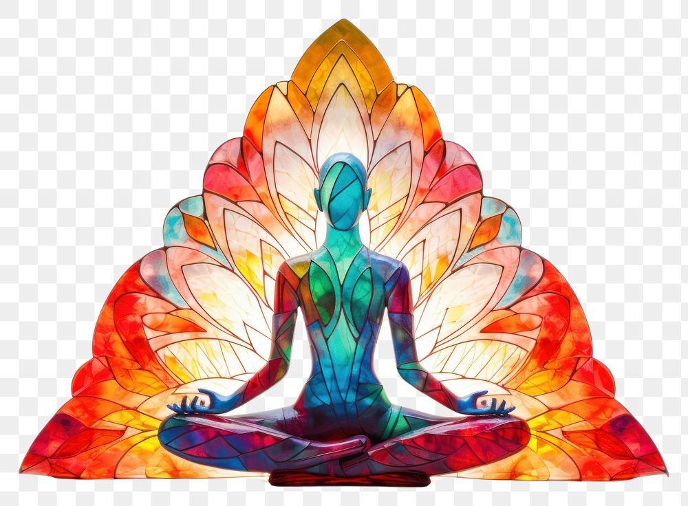 PNG Yoga meditation art spirituality cross-legged. AI generated Image by rawpixel.