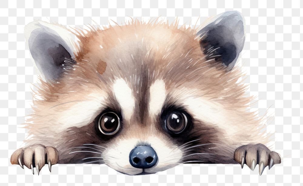 Baby racoon look happy raccoon animal mammal. AI generated Image by rawpixel.