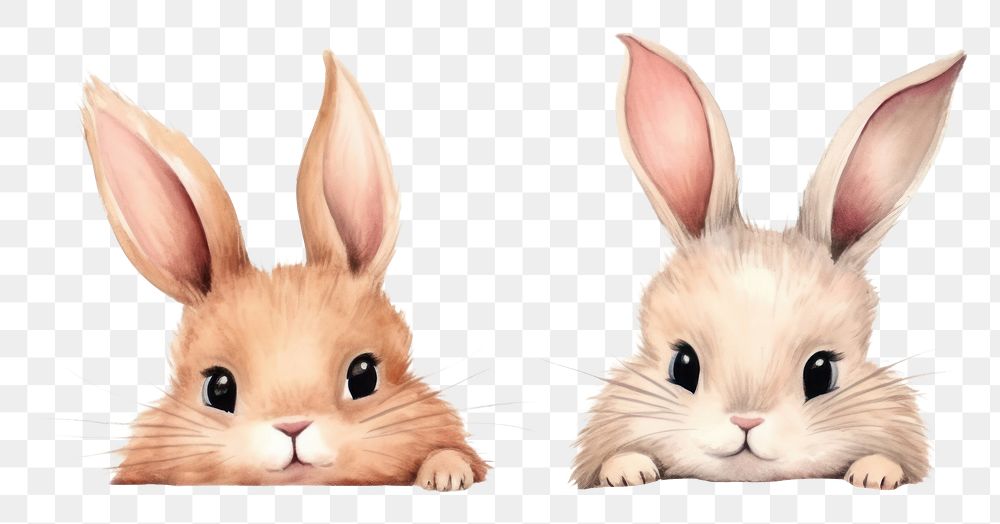 Two rabbit rodent mammal animal. AI generated Image by rawpixel.