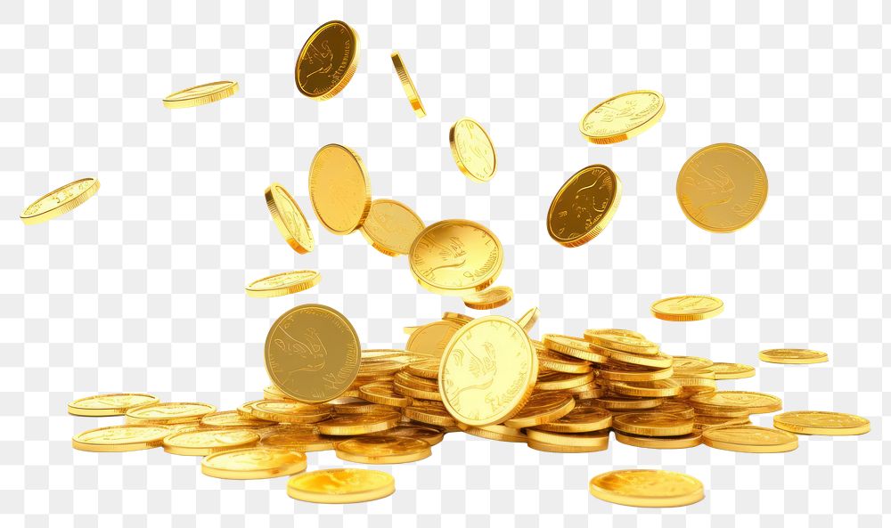 PNG Golden coins floating money white background investment