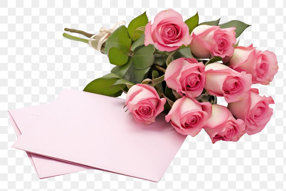 PNG Pink roses flower plant white background. AI generated Image by rawpixel.