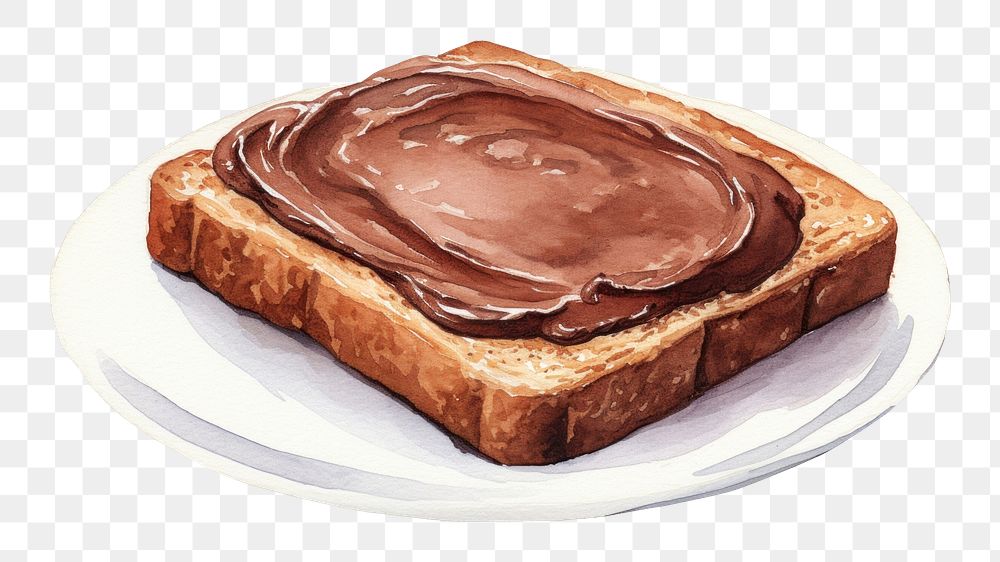 PNG Single chocolate toast plate bread food. AI generated Image by rawpixel.