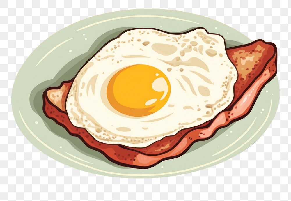PNG Breakfast bacon illustration fried egg. AI generated Image by rawpixel.