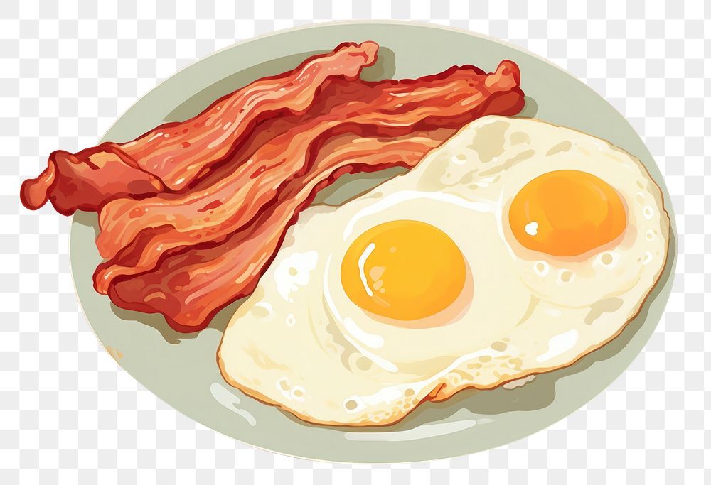 PNG Bacon breakfast illustration fried egg. AI generated Image by rawpixel.