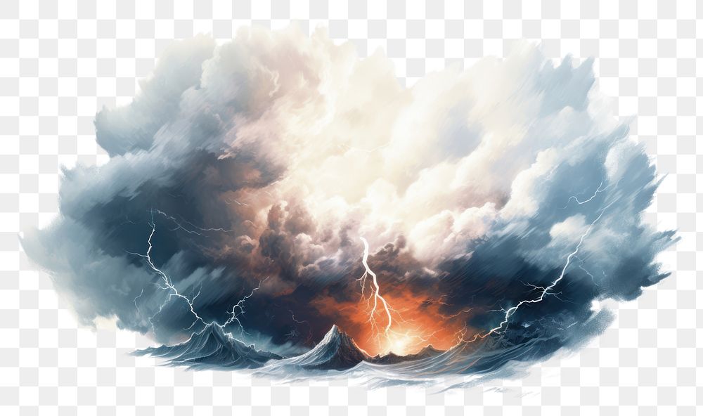 PNG Storm thunderstorm lightning nature. AI generated Image by rawpixel.