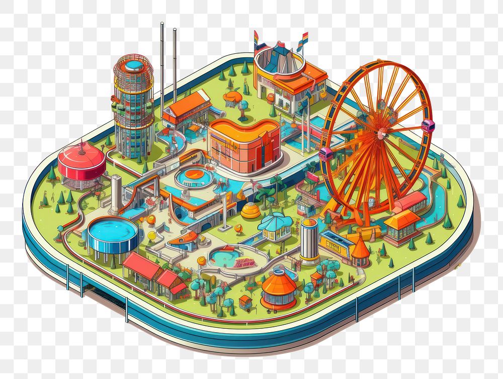 PNG Theme park architecture playground technology. AI generated Image by rawpixel.