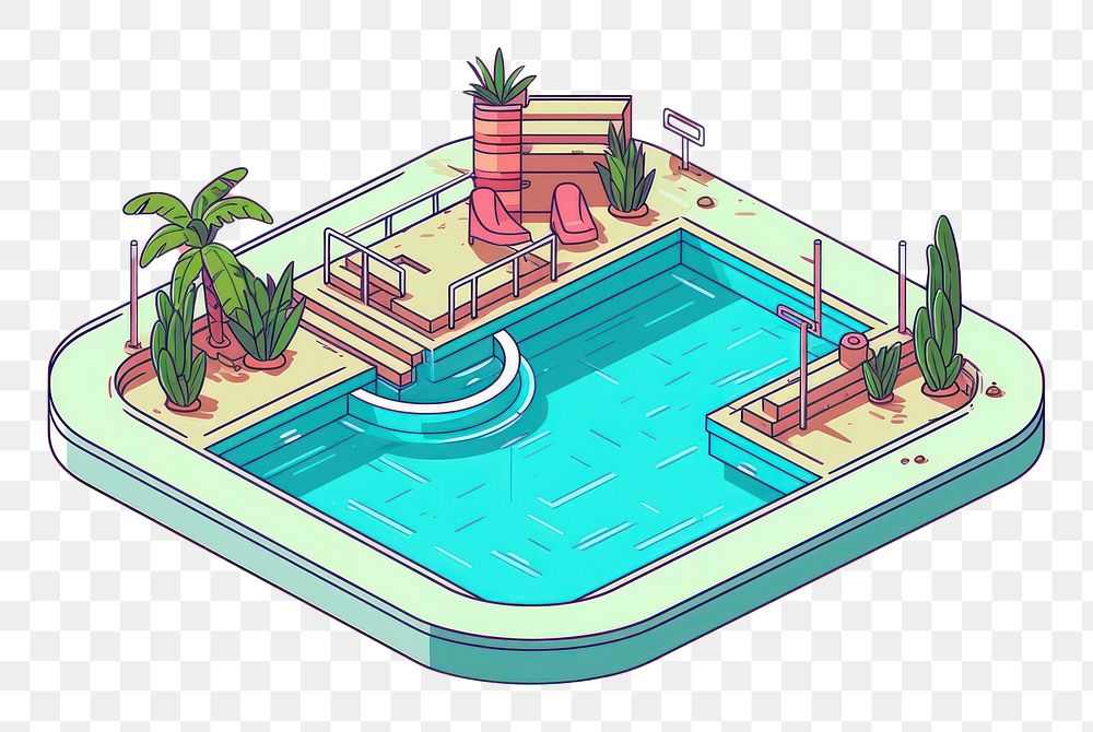 PNG Swimming pool outdoors plant relaxation. AI generated Image by rawpixel.
