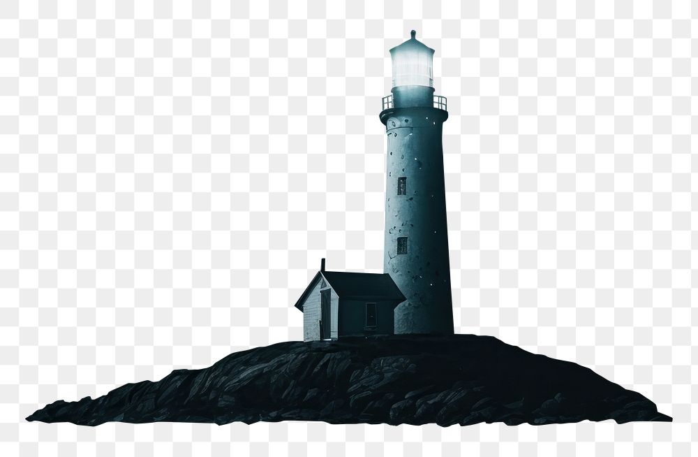 PNG Lighthouse night architecture outdoors. AI generated Image by rawpixel.