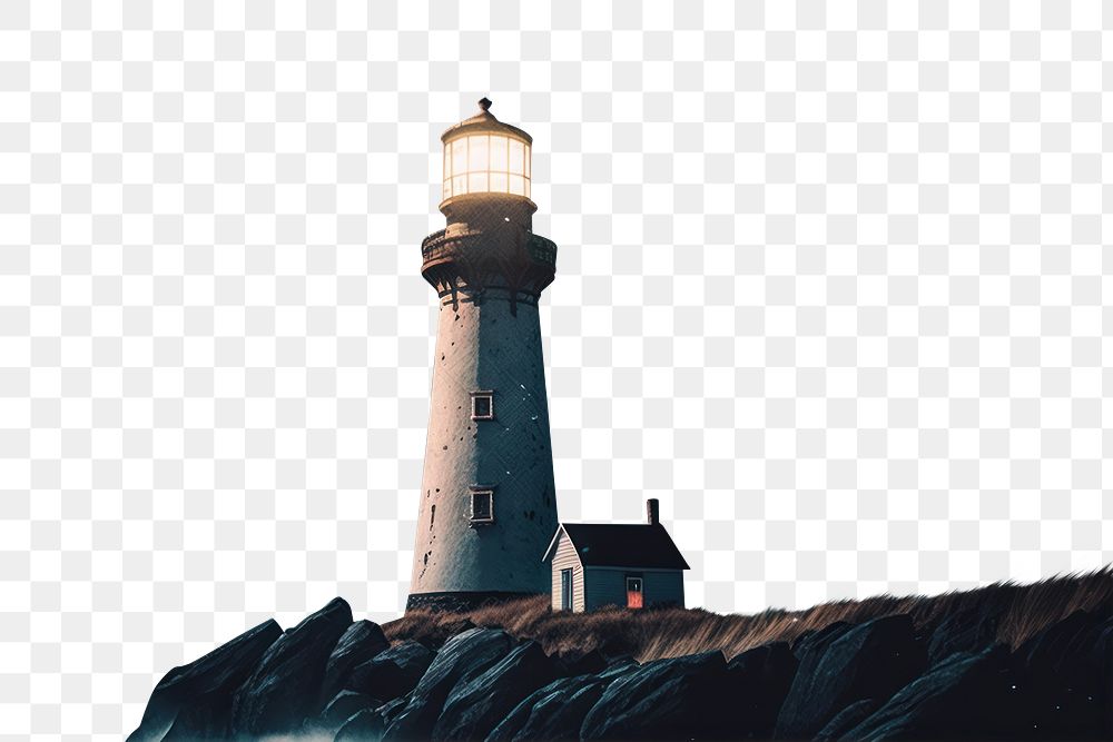 PNG Lighthouse night architecture outdoors. AI generated Image by rawpixel.