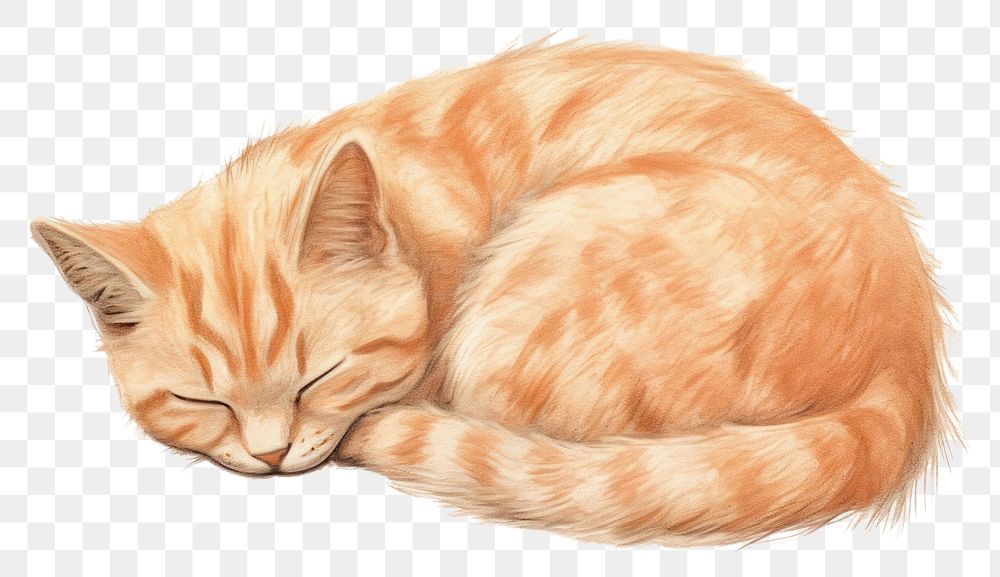 PNG Cat sleeping drawing animal mammal. AI generated Image by rawpixel.