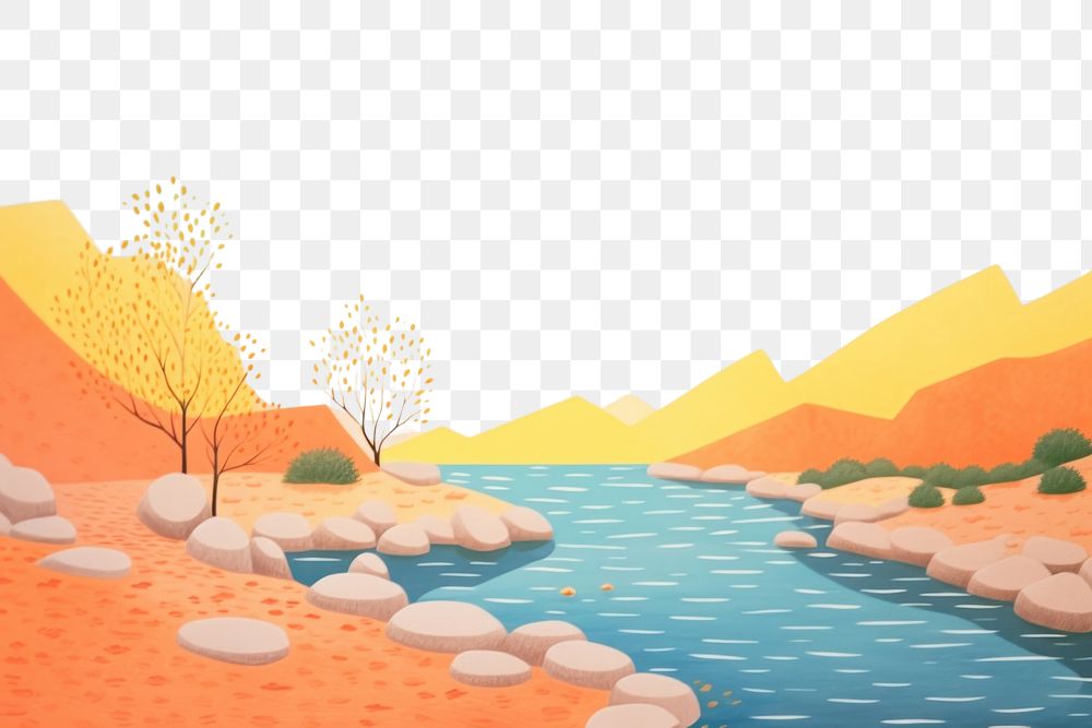 PNG River landscape outdoors painting. AI generated Image by rawpixel.