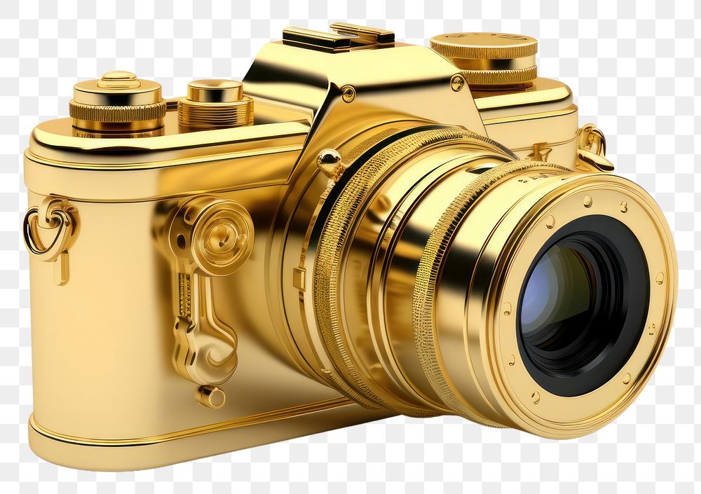 PNG Camera gold white background electronics. AI generated Image by rawpixel.
