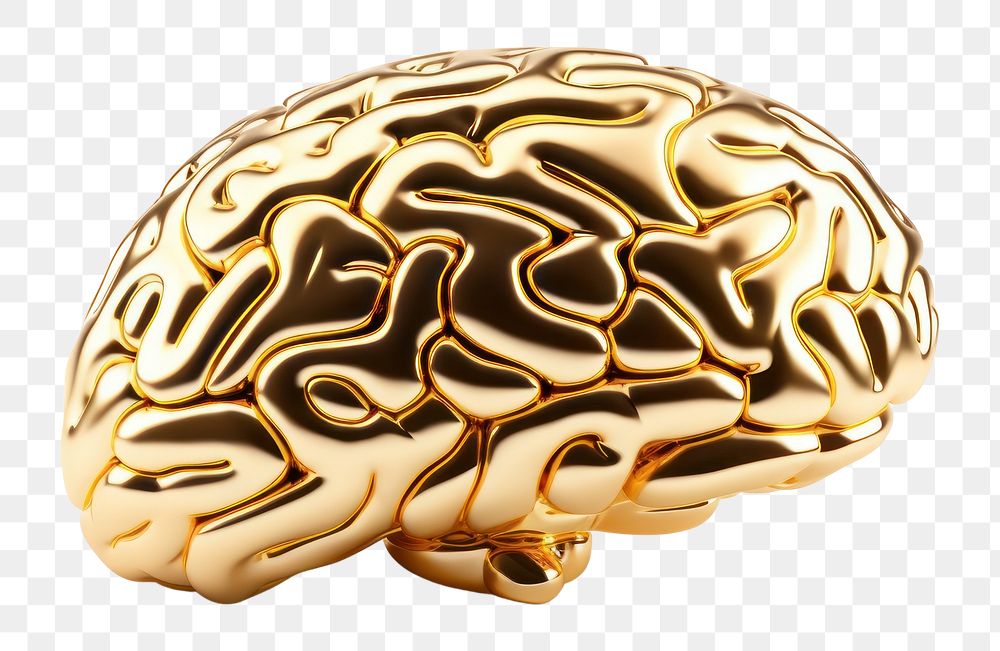 PNG Brain jewelry gold white background. AI generated Image by rawpixel.