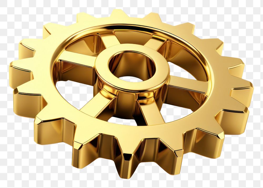 PNG Gear gold wheel white background. AI generated Image by rawpixel.