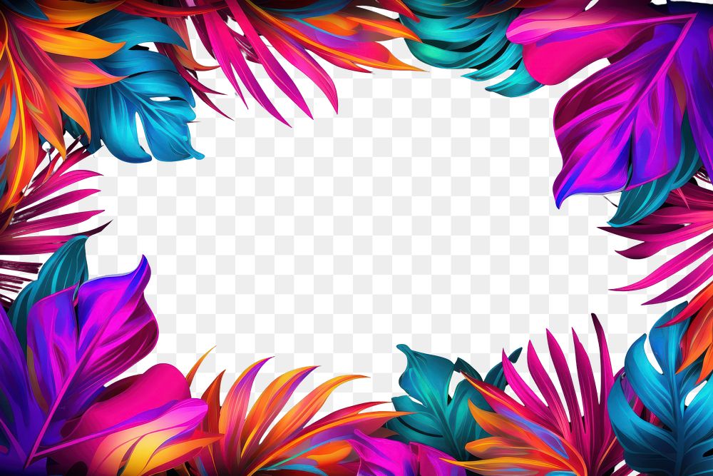 PNG Tropical leaves frame pattern art backgrounds