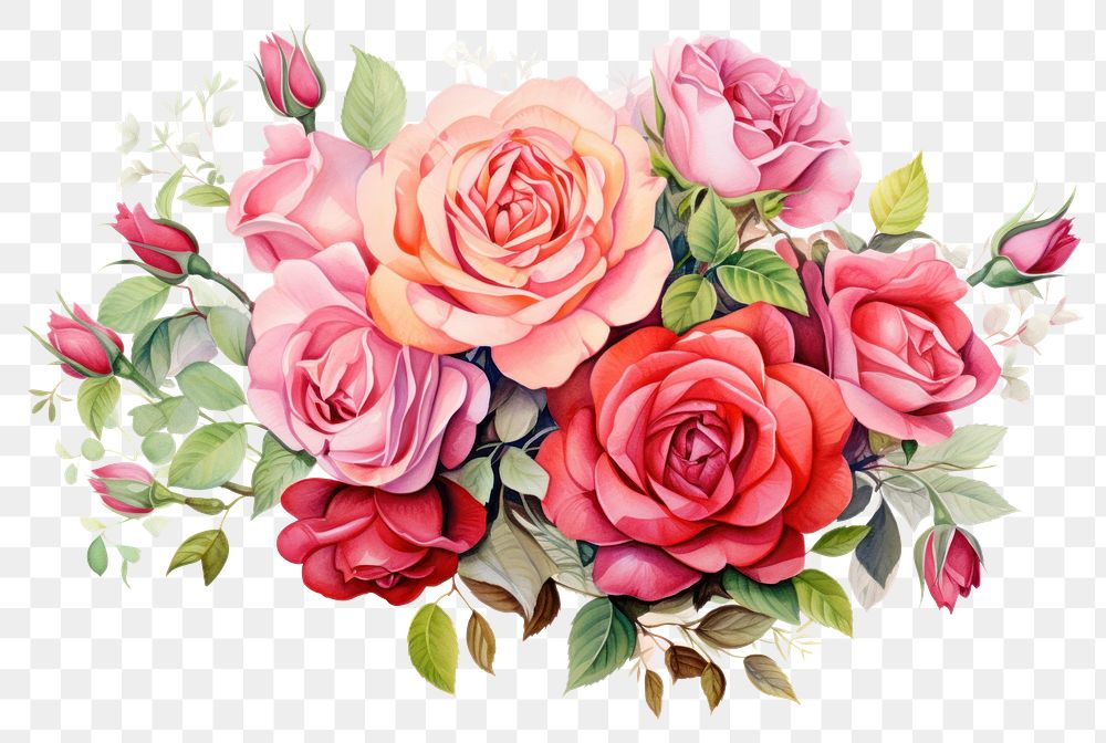 PNG Colorful roses painting pattern flower. AI generated Image by rawpixel.