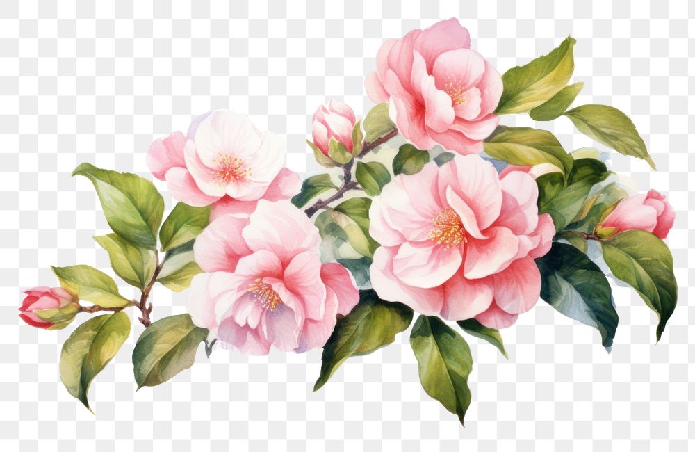 PNG Camellia painting blossom flower. AI generated Image by rawpixel.